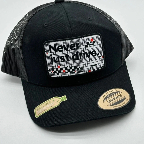 Never Just Drive Trucker Hat Hyundai Snap Back Hat Black - Picture 7 of 7